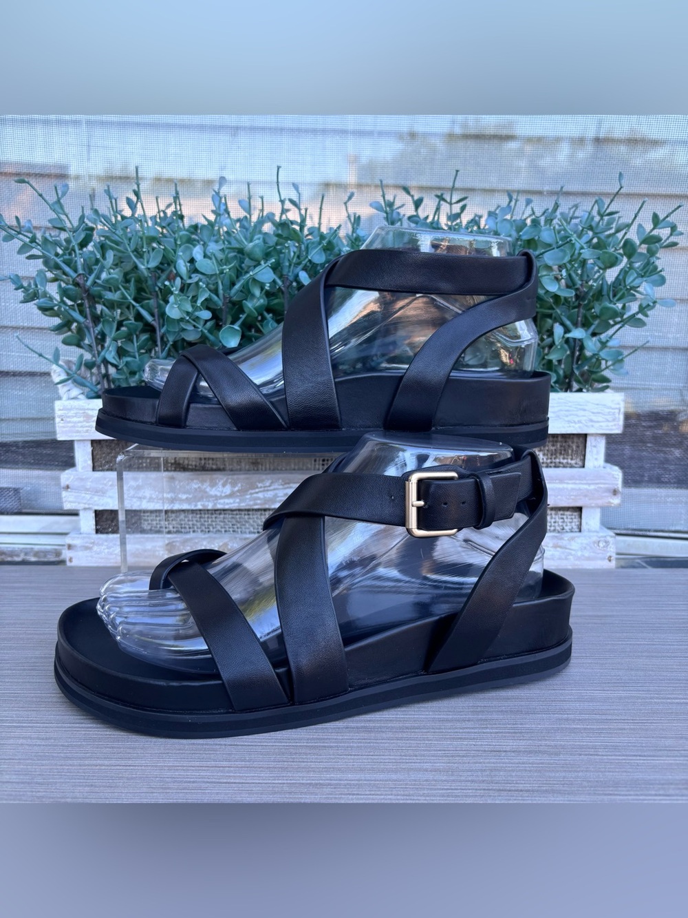Sanctuary Townie Black Strappy Platform Sandals Size 8